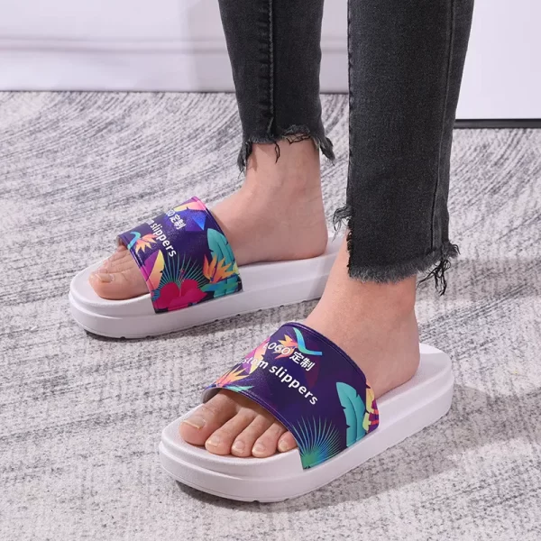 Custom Printed Slippers For Beach, Thick Sole Slippers Wholesale With Logo - Image 9