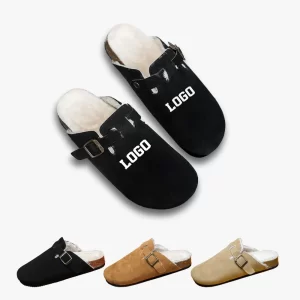 Zuecos de dos tiras al por mayor de algodón y sandalias Birkenstock con logotipo personalizado-1