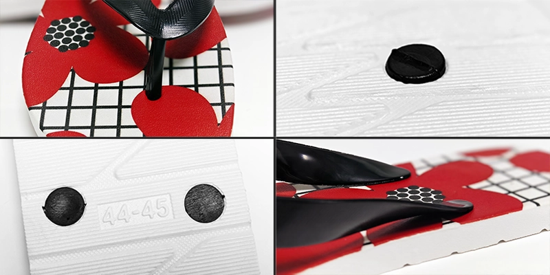 Flip flop strap attachment construction comparison